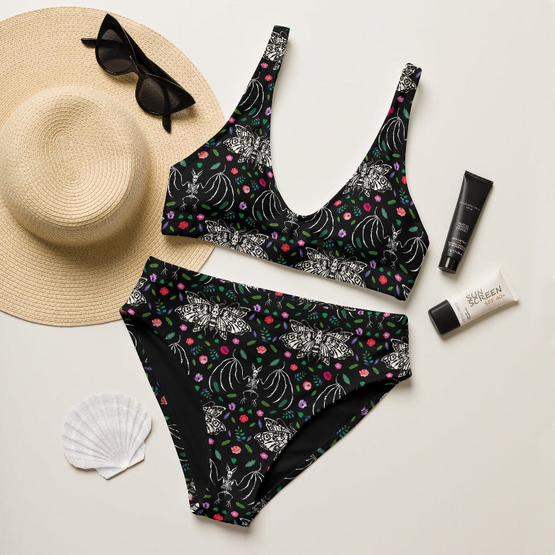 Nocturnal Botanical High-waisted bikini