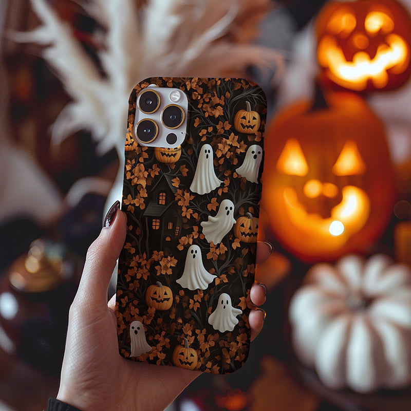 Halloween Ghosts & Autumn Leaves 3D Effect Phone Case