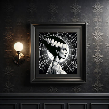 Bride of Frankenstein Spider Web Poster Print