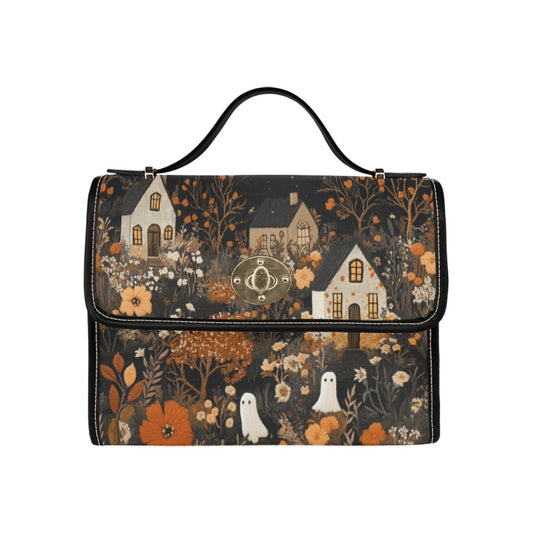 Cottage Ghosts Satchel Bag with Black Trim