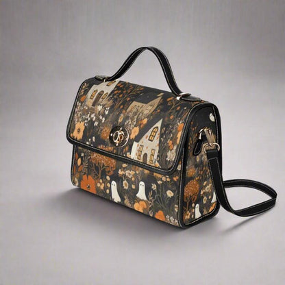 Cottage Ghosts Satchel Bag with Black Trim