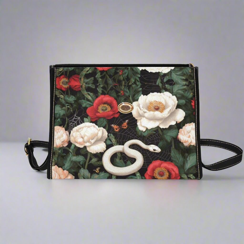 Albino Snake Peony Satchel Bag