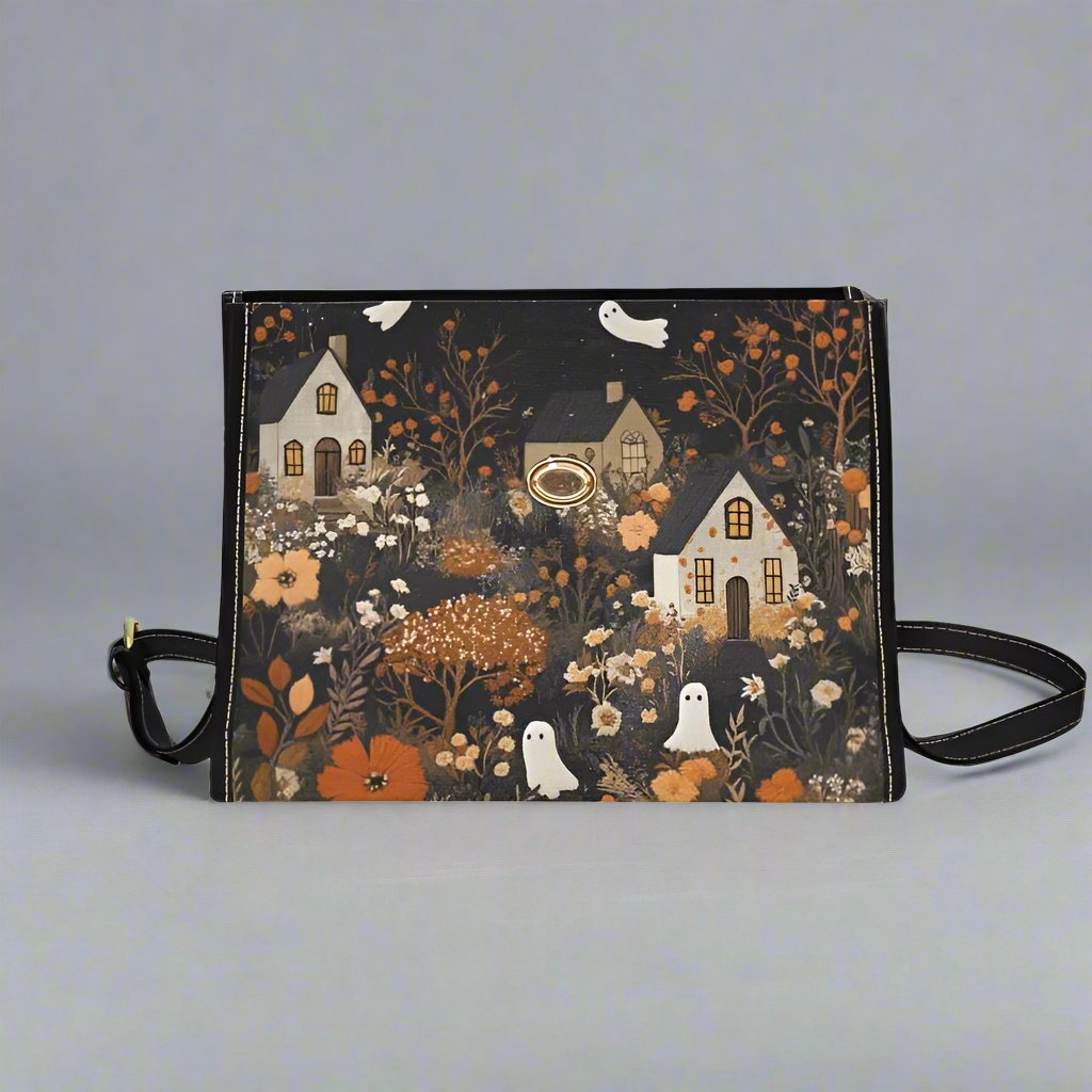 Cottage Ghosts Satchel Bag with Black Trim