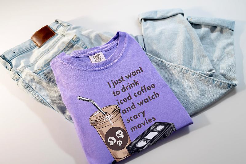 Iced Coffee + Scary Movies Tee