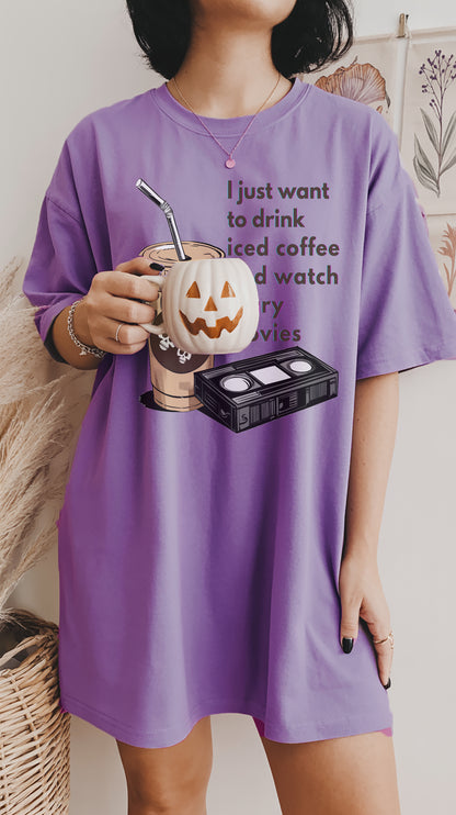 Iced Coffee + Scary Movies Tee