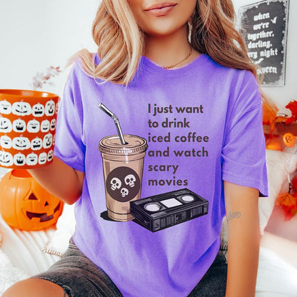 Iced Coffee + Scary Movies Tee