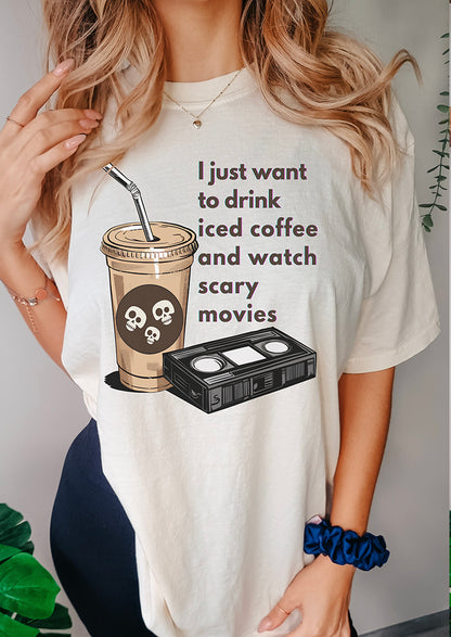 Iced Coffee + Scary Movies Tee