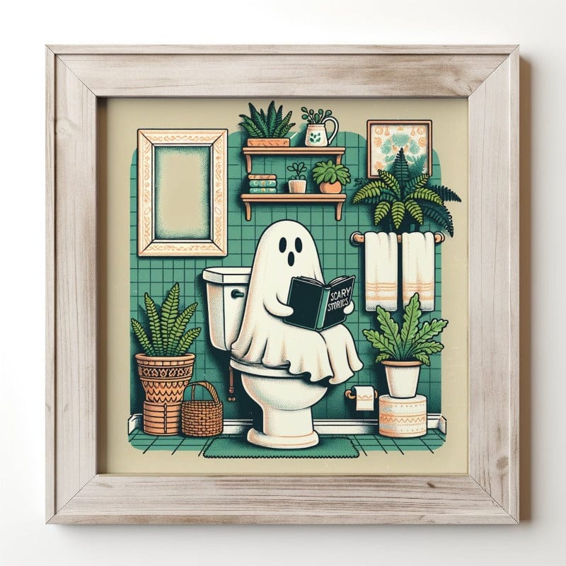 Boho Bathroom Ghost Poster Print