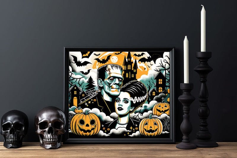 Halloween Monster & Bride Poster Print