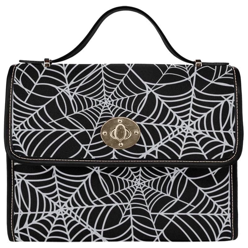 Spiderweb Canvas Bag with Black Trim