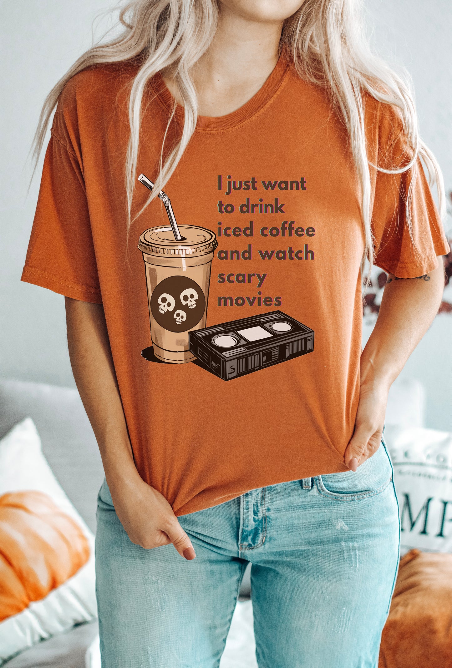 Iced Coffee + Scary Movies Tee