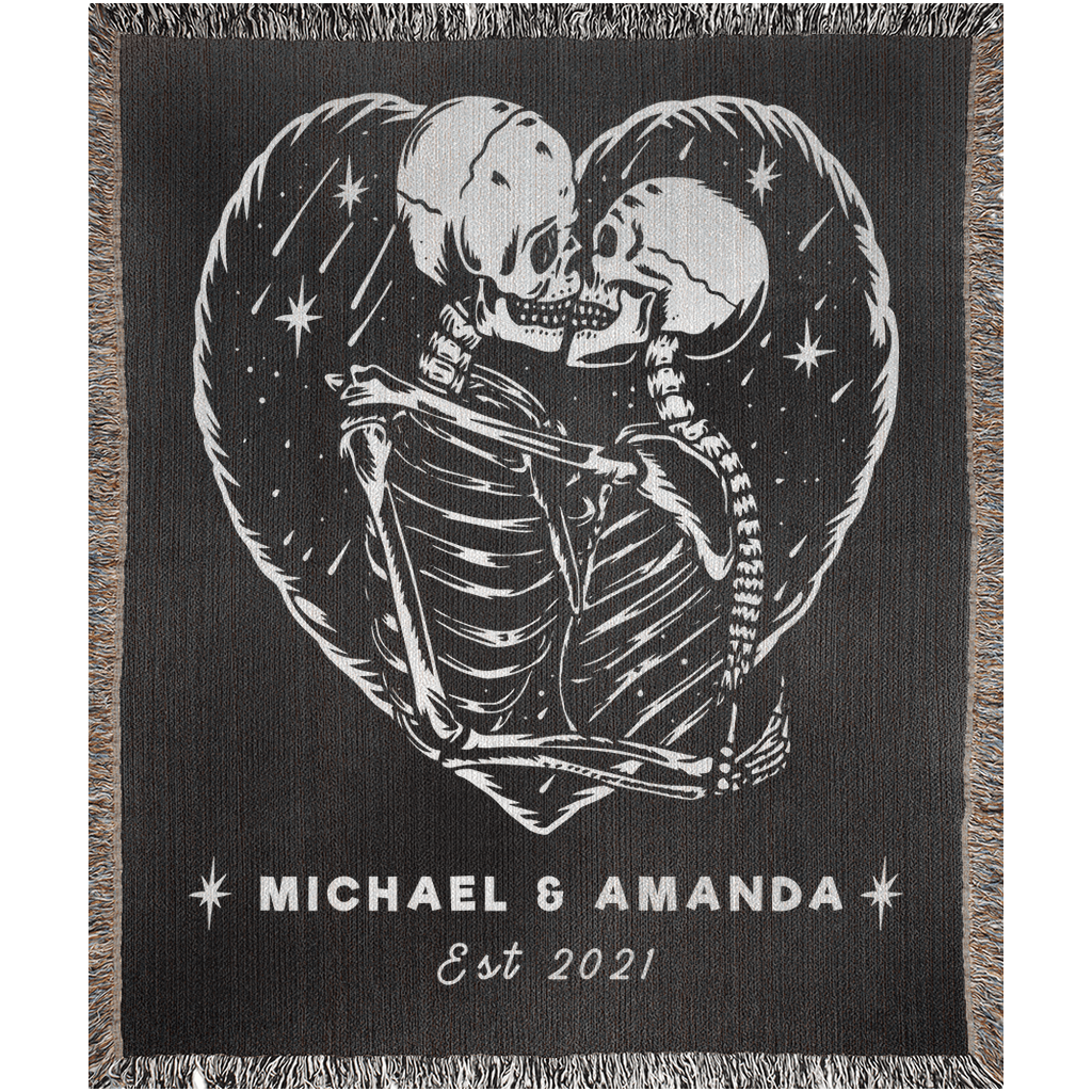 Skeleton Lovers Woven Blanket