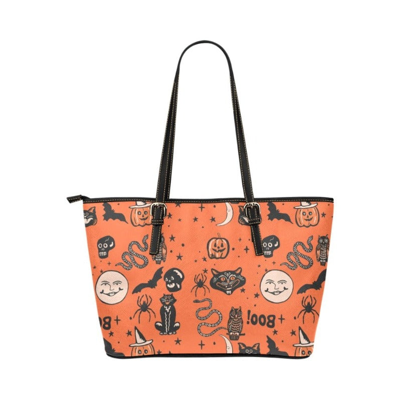 Vintage Halloween Tote Vegan Leather Tote Bag Wearecrimsonclover