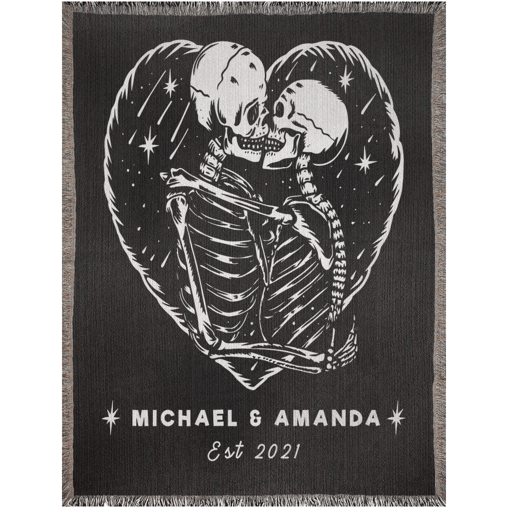 Skeleton Lovers Woven Blanket