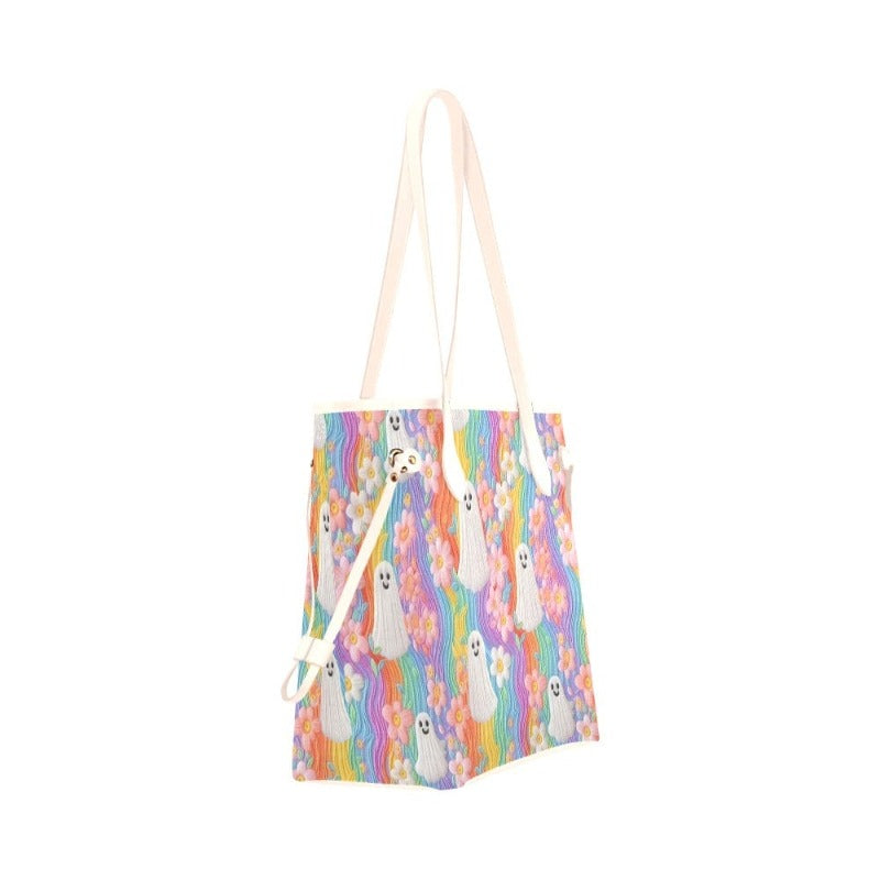 Faux Embroidery Pastel Ghost Canvas Tote Bag