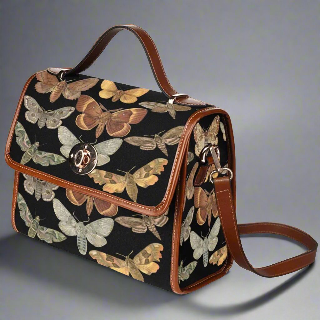 Moth Print Satchel Bag