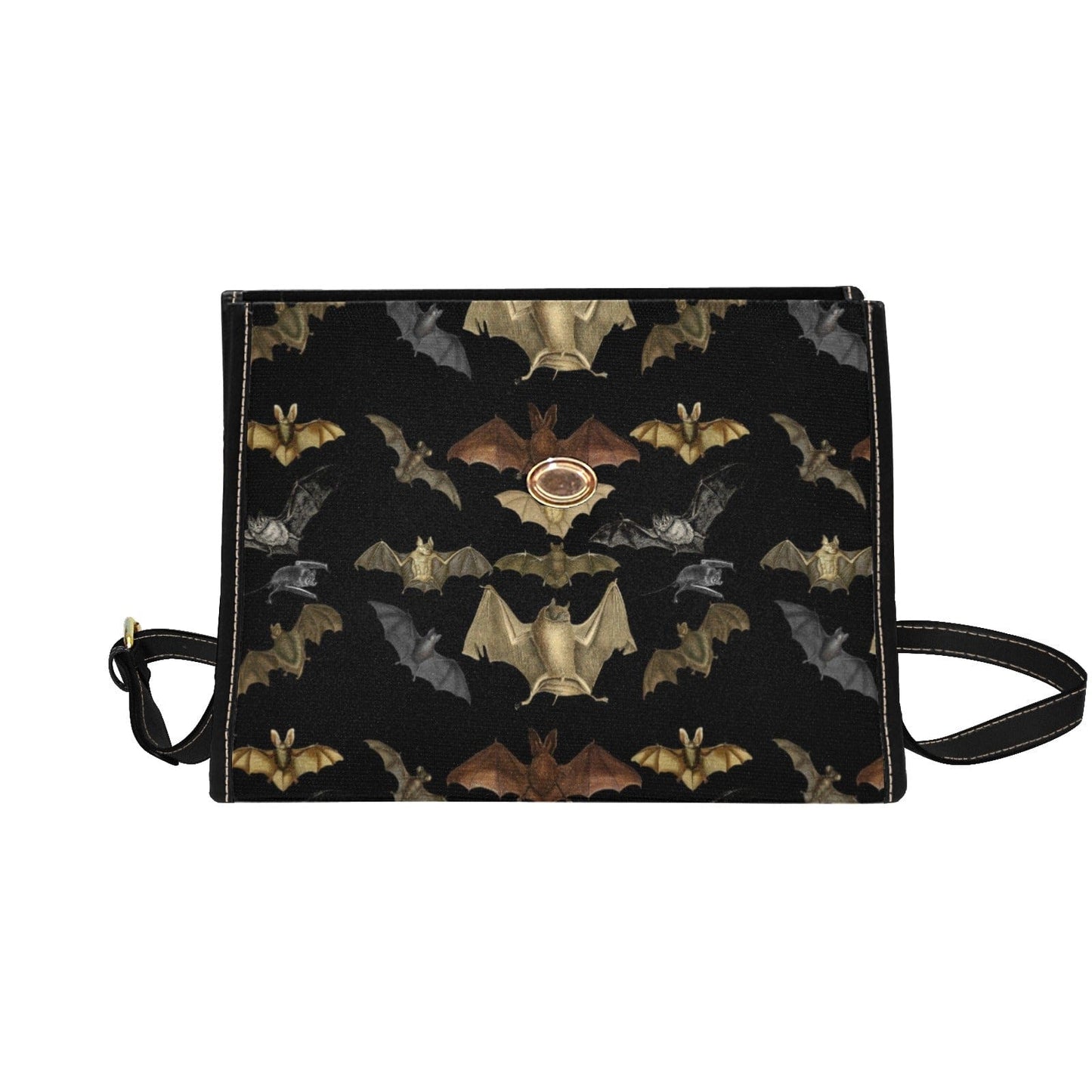 Bat Print Canvas Bag with Black Trim