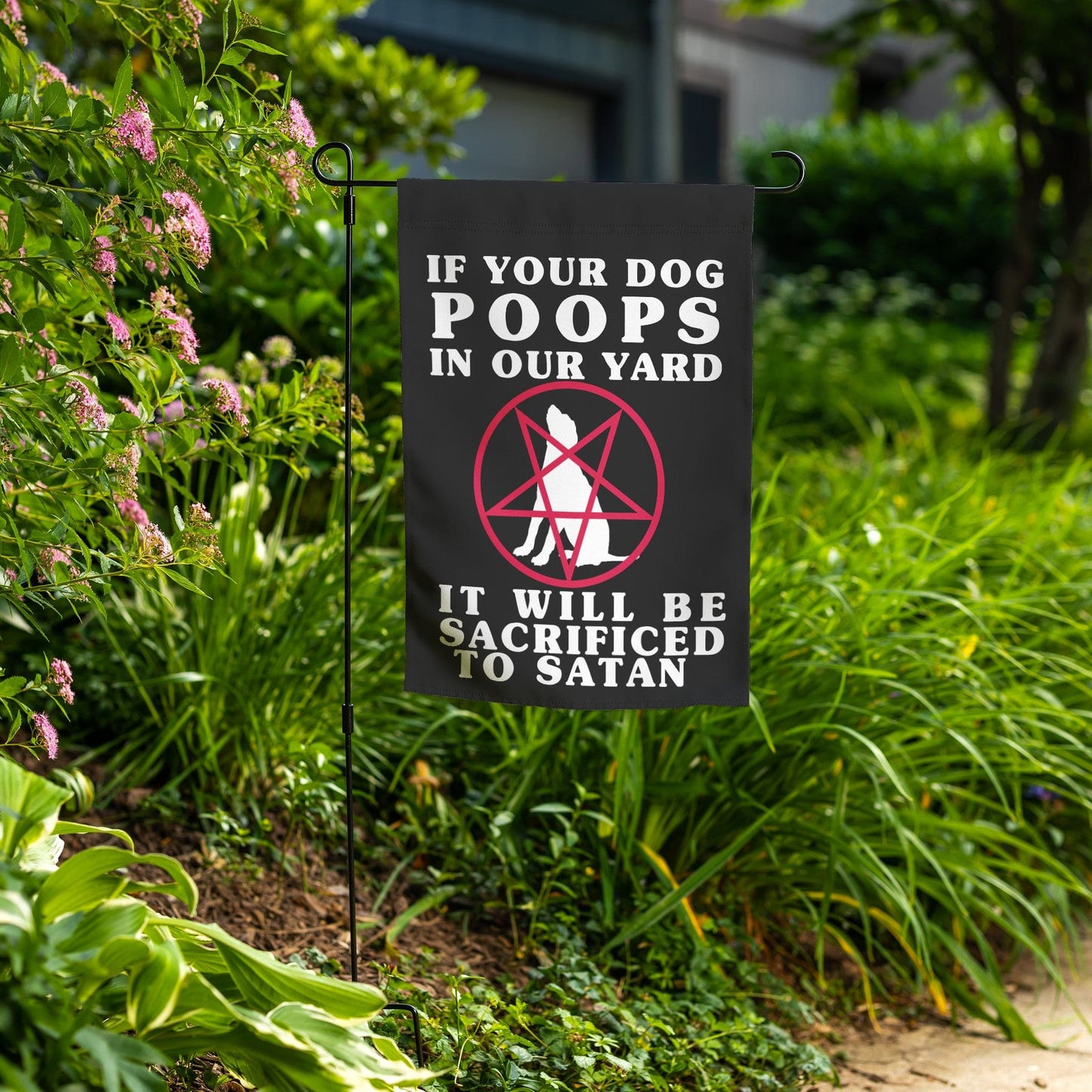 Dog Poop Pentagram Yard Flag