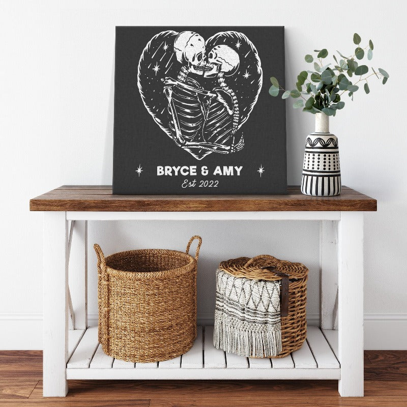 Skeleton Lovers Personalized Canvas Art