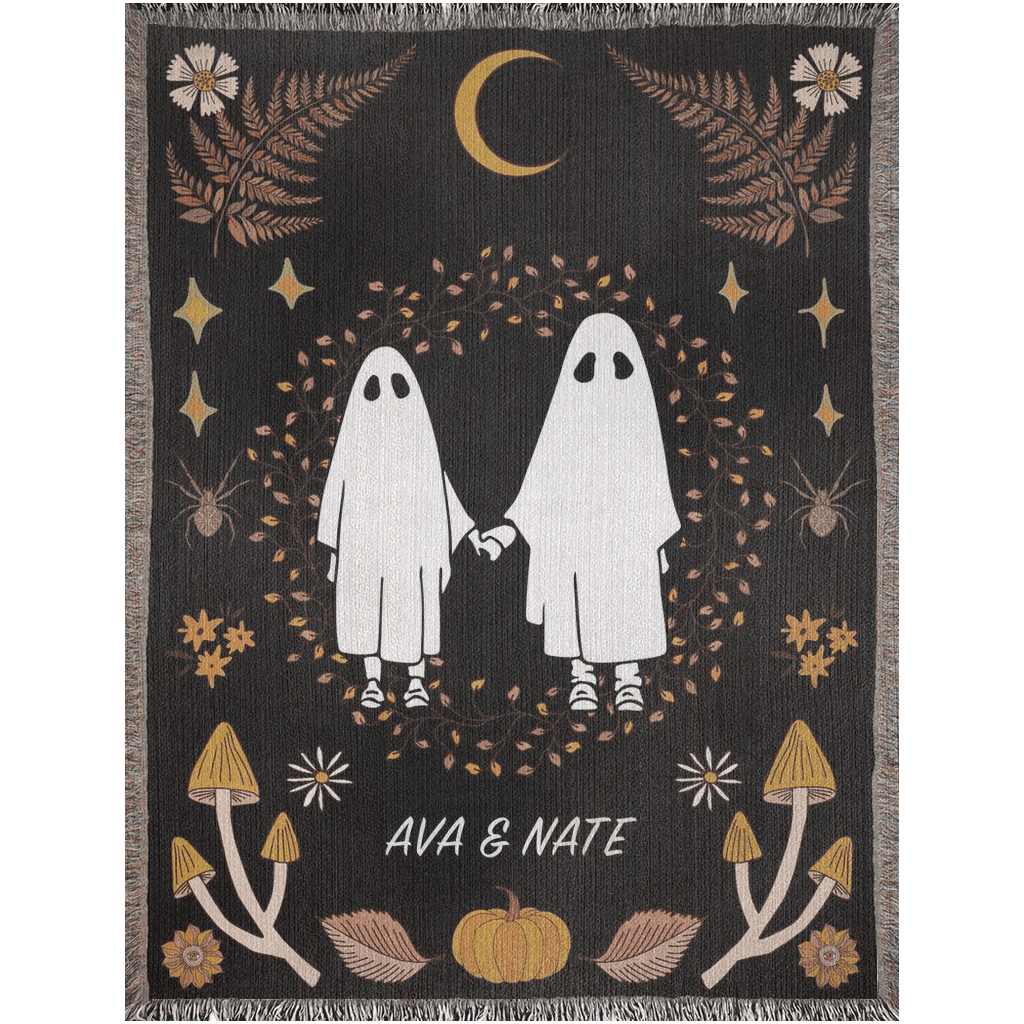 Ghost Couple Personalized Woven Blanket