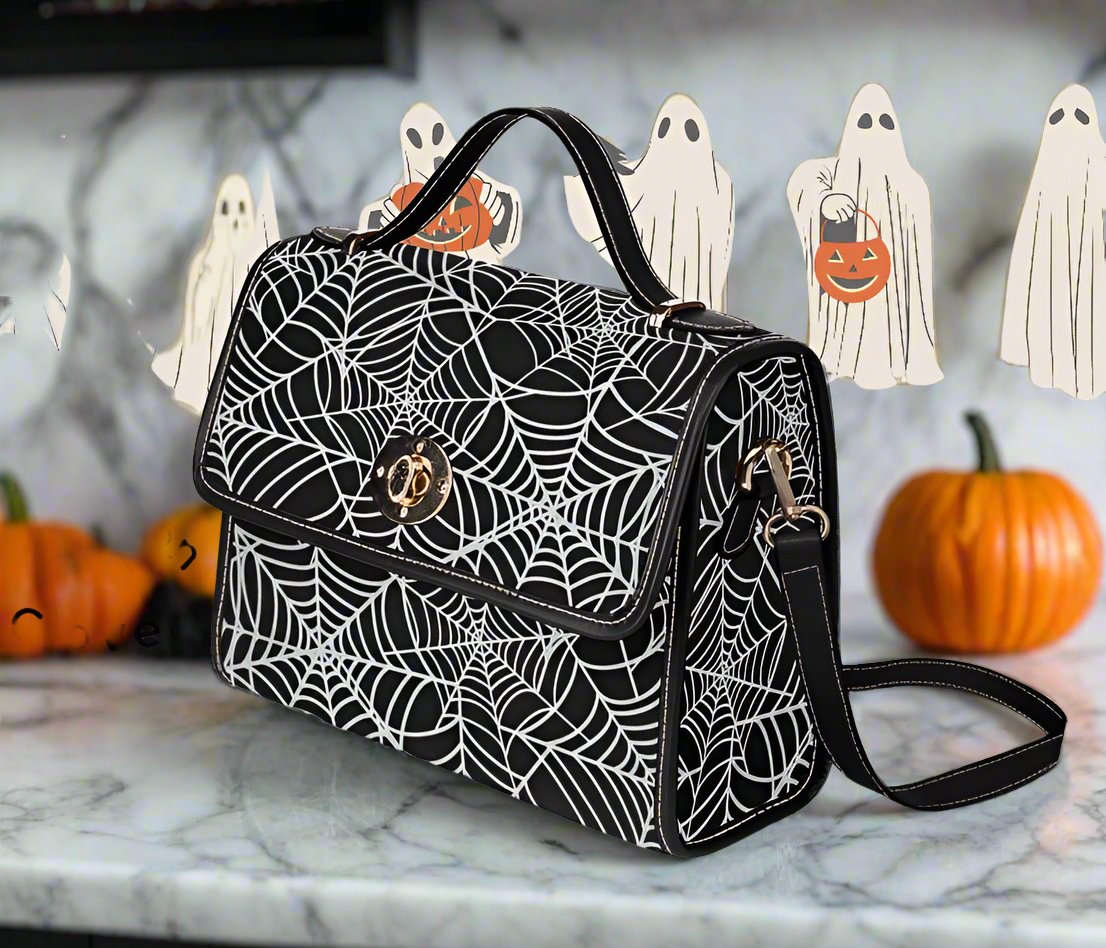 Spiderweb Canvas Bag with Black Trim