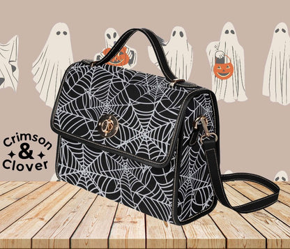 Spiderweb Canvas Bag with Black Trim
