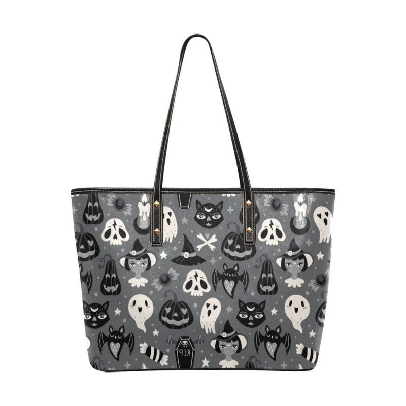 Grey Spookies Vegan Leather Tote Bag