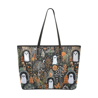 Ghostly House Faux Leather Tote