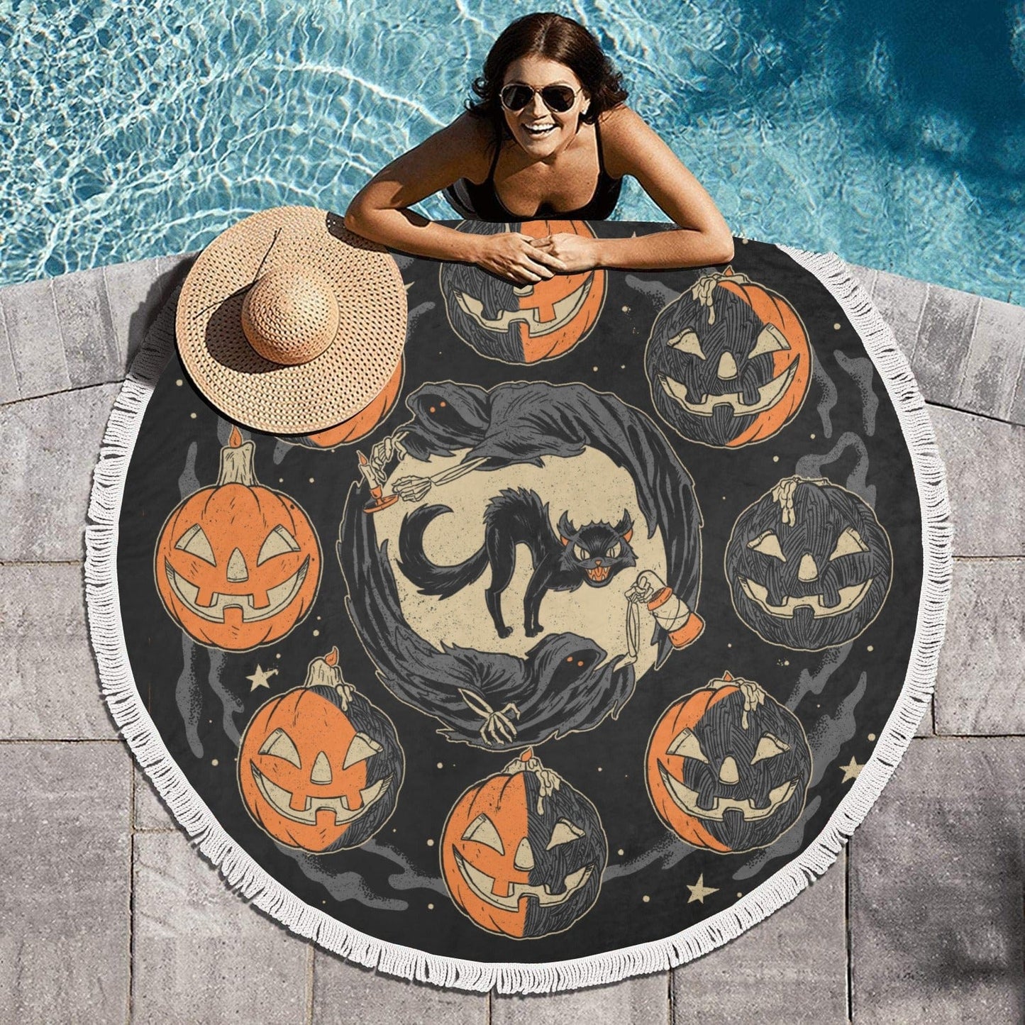 Pumpkin Moonphase Shawl Towel
