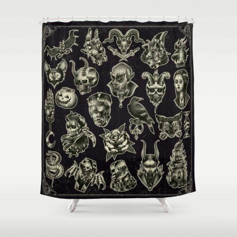 Spooky Creatures Fabric Shower Curtain