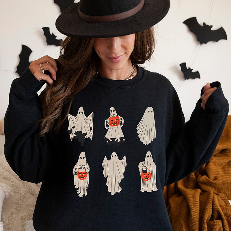 Retro Ghosties with Pumpkin Pails Crewneck Sweatshirt