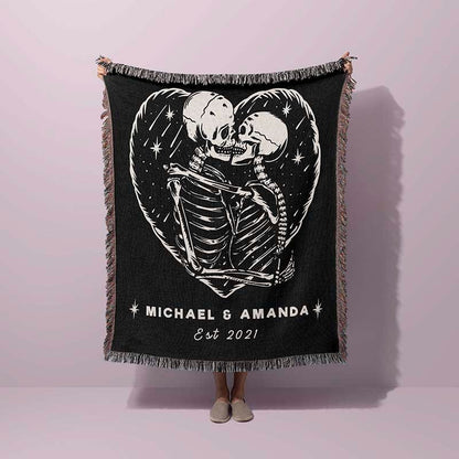 Skeleton Lovers Woven Blanket
