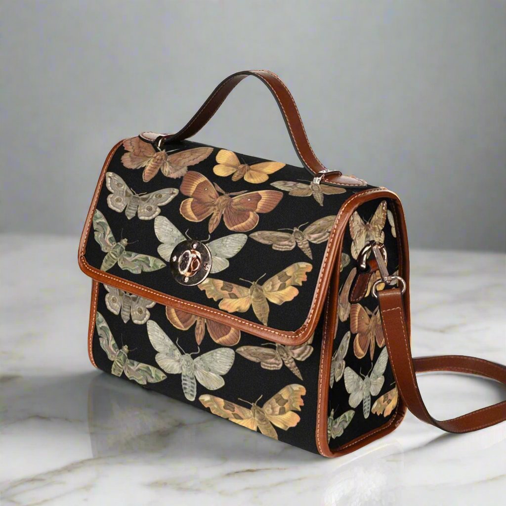 Moth Print Satchel Bag